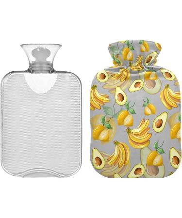 Naanle Banana Lemon Avocado Hot Water Bottle - 1L Transparent Thermal Bottle for Bed & Pain Relief | Warm & Steady Heat Therapy - Buy Online on GoSupps.com