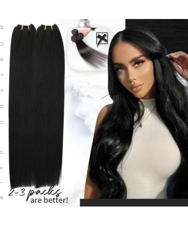 Moresoo Human Hair Extensions Weft Real Hair Black Double Weft Hair Extensions 24 Inch Hair Wefts Real Human Hair 100g/Pack #1 24 Inch(Pack of 1) WEFT #1 - Buy Online on GoSupps.com