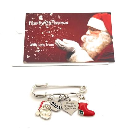 2023 Baby's First Christmas Keepsake Brooch with Santa and Stocking Charms in Velvet Gift Bag - Buy Online on GoSupps.com