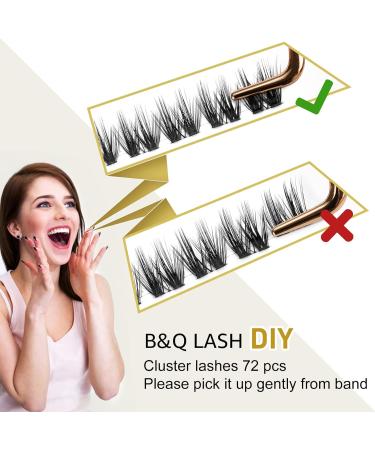 72 Cluster D Curl Individual Lash Clusters | DIY Soft Fluffy Eyelash Extensions - D-12 mm B 50 - Buy Online on GoSupps.com