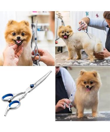 Dog Grooming Scissors Grooming Products for Dogs Pets Beauty Tool UK Accessories for Cleaning Puppy or Cat or Horse Face Professional Trimming Supplies Metal Curved Hair Rounded Top Thinning Shears - Buy Online on GoSupps.com