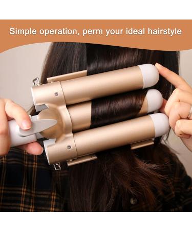 AWHOAS 3 Barrel Curling Iron - 32MM Hair Waver for Women, Beach Waves Crimper with LCD Temp Display - Gold - Buy Online on GoSupps.com