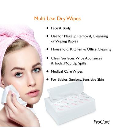 Ultra Soft Dry Wipes 100 Count - Convenient Dispenser Pack - Disposable Cleansing Cloths for Baby, Adults - Hospital Washcloths for Incontinence, Facial Use - Buy Online on GoSupps.com