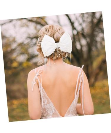 minkissy Girl Bows Bridal Hair Accessories Girls Hair Accessories Girl Hair Accessories Fringe Trim Hair Bows for Girls Back Hair Bow Clip Girls Hair Bows Pearl Headgear White Bride Wedding - Buy Online on GoSupps.com