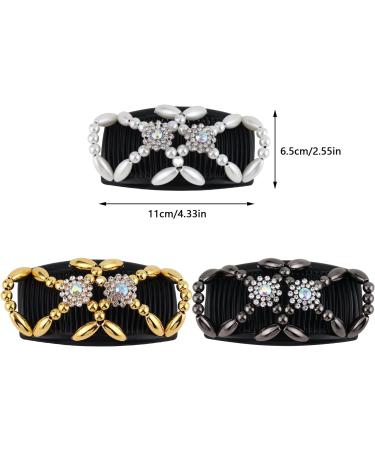 TYFYH Hair Comb Elastic Beads 3 Pieces Beads Hair Combs Hair Comb for Cliping Magic Elastic Hair Clips Double Stretchy Comb African Hair Clip for Women Girls Hair Accessories - Buy Online on GoSupps.com