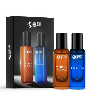 Beardo_Whisky Smoke & Tsunami Perfume Combo (20 ml x 2) | Spicy Woody - Oudh Notes of Whisky Smoke & Fresh Aquatic Notes of Tsunami | Lasting Mens Perfume | Ideal gift for men