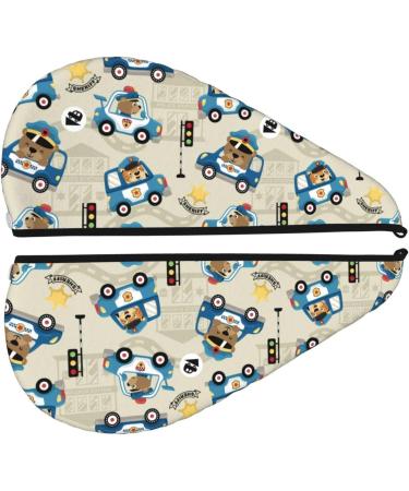 Hair Towel Wrap - Quick-Dry Towel Turban with Button | Fun Police Car Animal Design - Buy Online on GoSupps.com