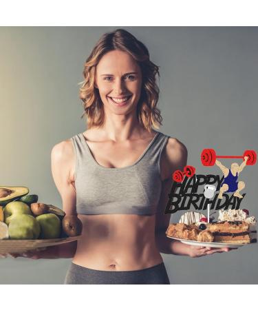 G-LOVELY'S Gym Happy Birthday Cake Decorations Glitter Weight Lifting Themed Cake Toppers Fitness Barbell Kettlebell Party Decor Supplies for Men Women Boy Girl and Fitness Lovers - Buy Online on GoSupps.com