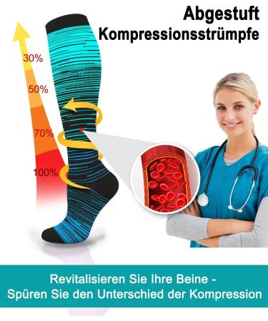 Blongw Compression Stockings for Men - 6 Pairs Knee Support Socks for Sports Travel Flight & Running (A5-Assorted 09 L-XL) - Buy Online on GoSupps.com