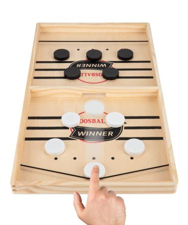 Large Sling Puck Game, Foosball Winner Board Game, Wooden Hockey Table Game, Fast Paced Slingshot Game Board, Rapid Sling Table Battle Speed String Puck Game for Kids Adults & Family Party, Large Size