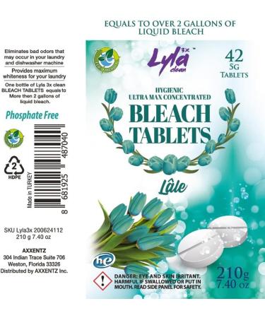 Lyla 3X Clean Ultra Max Bleach Tablets - 42 Tablets 7.4 OZ | Phosphate-Free Laundry and Cleaning Solution | Replaces Liquid Bleach | Lale Original Scent - Buy Online on GoSupps.com
