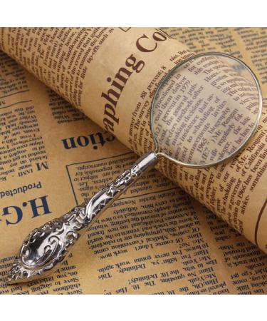 European Delicate Pattern Handle Retro Glass Lens High-Grade Embossed Handle Reading Magnifying Glass for The Elderly Scholars Students Gifts Collection Small Gift - Buy Online on GoSupps.com