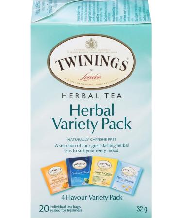 Twinings Herbal Variety Pack Individually Wrapped Tea Bags | Naturally Caffeine-Free | Includes Lemon Mandarin Orange Camomile & Goodnight Blends | 20 Count (Pack of 6) | Enjoy Hot or Iced Variety Pack 20 Count (Pack of 6) - Buy Online on GoSupps.com