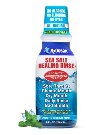 H2Ocean Healing Rinse Mouthwash- Great Tasting Sea Salt & Xylitol Mouth Wash for Fresh Breath & Dry Mouth & Tonsil Stones - Alcohol & Fluoride Free - Arctic Ocean Mint 8oz Arctic Ocean Mint 8 Fl Oz (Pack of 1)
