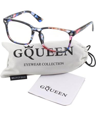 GQUEEN Horn-Rimmed Glasses for Men & Women - UV400 Fake Nerd Glasses | PE2 1 Flower Color - Stylish & Trendy - Buy Online on GoSupps.com