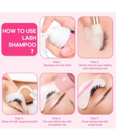 Buqikma Lash Cleaning Kit - Eyelash Extension Cleanser 60ML Lash Shampoo & Rechargeable Fan Dryer | Ultimate Lash Care & Makeup Cleansing in Pink - Buy Online on GoSupps.com