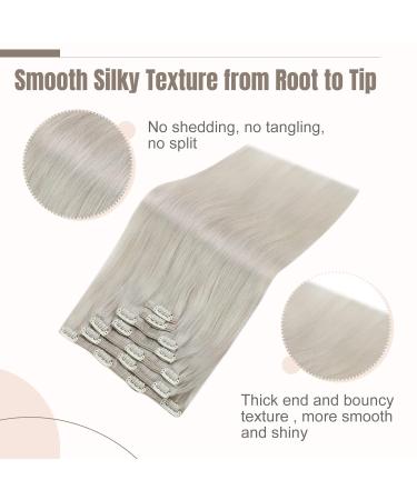 FSHINE Real Hair Clip-In Extensions 55cm - Remy White Blonde 120g - Smooth Double Weft Hair Extensions for Christmas #1000 - Buy Online on GoSupps.com