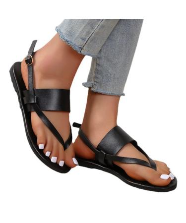 BIAJIAZHUA Ladies Toe Corrector Flip Flops Fashion Lightweight Orthopedic Corrector Sandals Summer Comfy Slip Resistant Bunion Splints Slippers for Womens for Hallux Valgus (Color : Black Size : 6) 6 Black