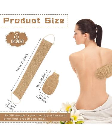 Breling 4 Pcs Natural Back Scrubber Set for Shower | Double Sided Exfoliating Scrubbers & Shower Gloves for Men and Women - Buy Online on GoSupps.com