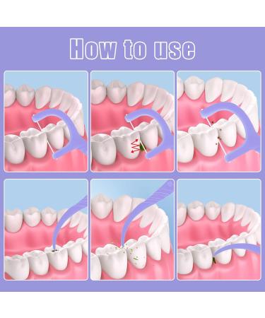 100 Pcs 2in1 Portable Dental Floss Picks - Disposable Interdental Cleaning Tool for Travel Home Office - Purple Toothpick Sticks - Buy Online on GoSupps.com