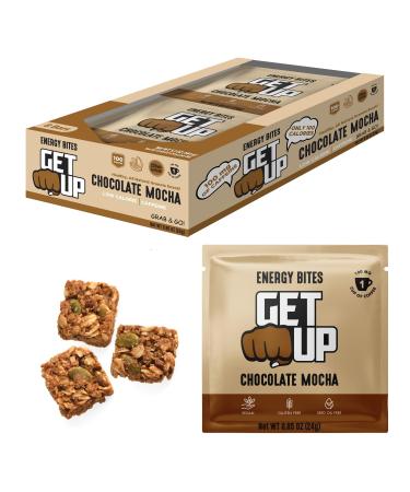 GetUp Caffeinated Granola Bites - Chocolate Mocha (10 Pack) 100mg Caffeine Energy Bites Low Calorie Gluten-Free 0 Seed Oils Pre-Workout Portable Snack Coffee Substitute - Low Sugar Energy Chocolate Mocha 1 Count