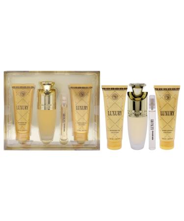 New Brand Luxury for Women - 4 Pc Gift Set 3.3oz EDP Spray 4.4oz Shower Gel 4.4oz Body Lotion 0.5oz EDP Spray