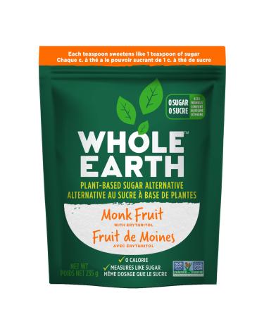 Whole Earth Sweetener Company Monk Fruit with Erythritol Keto Friendly Low Carb Sweetener 235 Grams