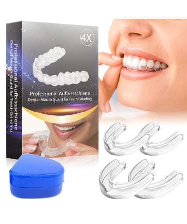 Mouth Guard for Grinding Teeth - Mouth Guard for Clenching Teeth at Night, New Upgraded Dental Night Guard Stops Bruxism for Adults & Kids BPA Free 2 Sizes Pack of 4 (2 Pairs)
