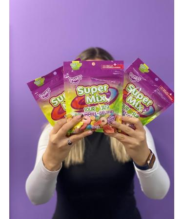 Huer - Super Mix Assorted Sour Flavored 3 Pack Soft and Chewy Gummy Candy Bundle 180g Bag (Pack of 3) Stocking Stuffers Christmas Gift Sour Gummy - Buy Online on GoSupps.com
