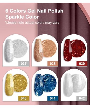 Sparkle Gel Nail Polish Set - 6 Colors for Christmas & Holiday Glam | Soak Off UV LED Manicure Kit for Women & Girls | Perfect Gift Idea - Buy Online on GoSupps.com