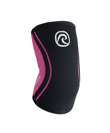 Rehband elbow bandage made of 5mm SBR/Neopren elbow Sleeve for strength sport anatomical design slippery & tight -fitting for women & men XL Schwarz/Pink - 1 piece