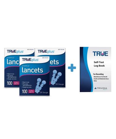 3 x 100ct 28g TRUEplus Lancets + TRUEplus Log Book - Buy Online on GoSupps.com
