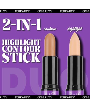 CCbeauty Cream Highlight and Contour Stick - Dual-Ended Contouring Highlighter Stick - Medium/Tan CC02 - 1 count - Buy Online on GoSupps.com