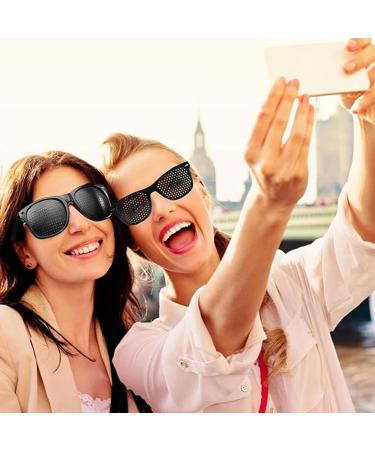 Doyuky 4 Piece Pinhole Glasses Set - Black Raster Glasses for Eye Training Vision Improvement & Relaxation - Buy Online on GoSupps.com