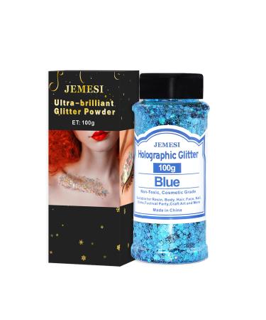 HOLOGRAPHIC Chunky Glitter 100g - Blue Sequins for Craft Resin Nail Art Face & Body Decoration - Perfect for Festivals & Parties - Buy Online on GoSupps.com