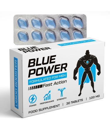Blue Power 30 Pills 100mg - Stronger & Harder Enhanced Strength & Firmness for Men - Designed to Boost High Stamina Performance & Prolonged Results - Natural Male Enhancing Food & Herbal Supplement 30 count (Pack of 1)