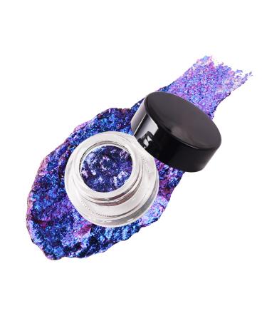 MEICOLY Cream Chameleon Eyeshadow Gel Color Change Intense Color Shifting Creamy Thick Apply Eye Shadows Multi Chrome Flakes Glitter Sparkle Metallic Shimmer No Creasing Klein Blue 05 Klein Blue