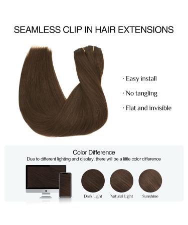 Doores Seamless Real Hair Extensions - 45cm 18 Inch Chocolate Brown 110g Remy Human Clip-Ins | Thick Hair Natural Look - Buy Online on GoSupps.com
