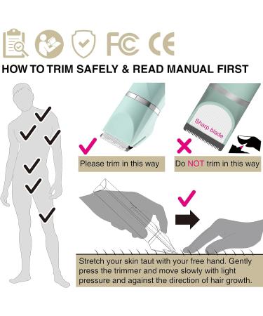 Electric Bikini Trimmer for Women - Ceramic Blades, IPX7 Waterproof, Wet/Dry Use - Green - Buy Online on GoSupps.com