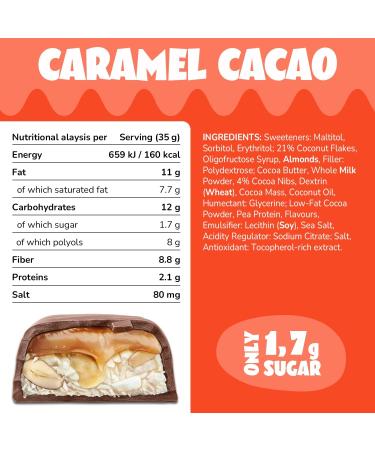 ahead ACHIEVE Keto Chocolate Bars 18x35g | Caramel Cacao Low Carb Sugar Free with MCT-Fats | 100% Natural Keto & Healthy Snacks - 18 Count - Buy Online on GoSupps.com