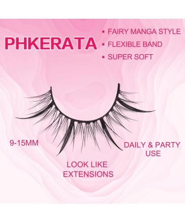 Manga Lashes 13MM - Natural Japanese Anime Spiky False Eyelashes - 8 Pairs Pack by PHKERATA Style H - Buy Online on GoSupps.com