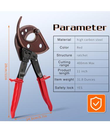 Dechengbao HS520A Heavy Duty Ratchet Cable Cutter for Aluminum Copper Cables up to 400mm - Buy Online on GoSupps.com