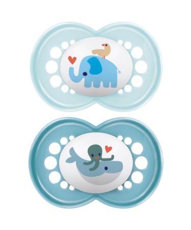 MAM Original Classic Baby Pacifiers 6+ Months (2 Pack) | Symmetrical Silicone Anatomical Design Box & Sterilization Included - International Shipping - Buy Online on GoSupps.com