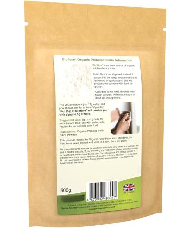 Organic Inulin Powder Supplement 500 g - Pure Greens - Pack of 1 - Buy Online on GoSupps.com