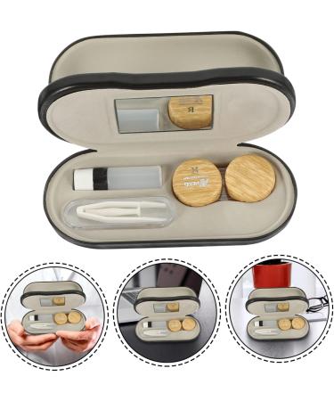 Portable 2-in-1 Glasses Case & Contact Lens Holder with Mirror | Oatipho Compact Organizer Set | Travel PU Leather 15.8x7.4cm - Buy Online on GoSupps.com