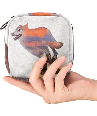 Wild Animal Wolf Multicoloured Period Kit Bag for Girls - Portable Feminine Product Pouch with Zipper for Pads and Tampons - Buy Online on GoSupps.com