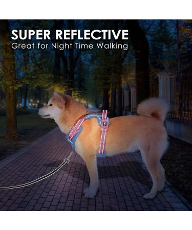 Phoepet No Pull Dog Harness | Reflective Vest with Soft Training Handle for Small to Large Dogs | Baby Blue & Pink - Medium Size - Buy Online on GoSupps.com
