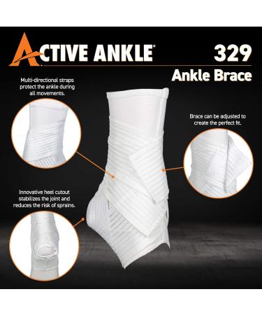 Active Ankle 329 Ankle Brace - White Compression Sleeve with Straps for Men & Women | Ideal for Sports: Volleyball Football Basketball Rugby | Sprain Support Size Small - Buy Online on GoSupps.com
