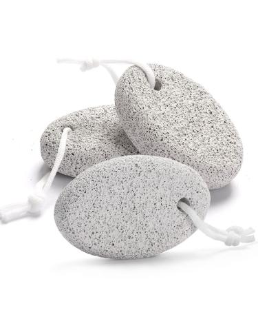 Natural Pumice Stone for Feet, Borogo 3-Pack Lava Pedicure Tools Hard Skin Callus Remover for Feet and Hands - Natural Foot File Exfoliation to Remove Dead Skin, Heels, Elbows, Hands A-white