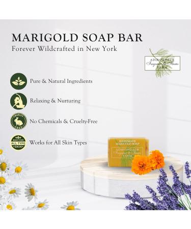 ADK Natural Marigold Soap Bar - Handmade Calendula & Olive Oil Vegan Soap for Dry Sensitive Skin | 4 oz Antioxidant Body Soap for Men Women & Babies - Buy Online on GoSupps.com